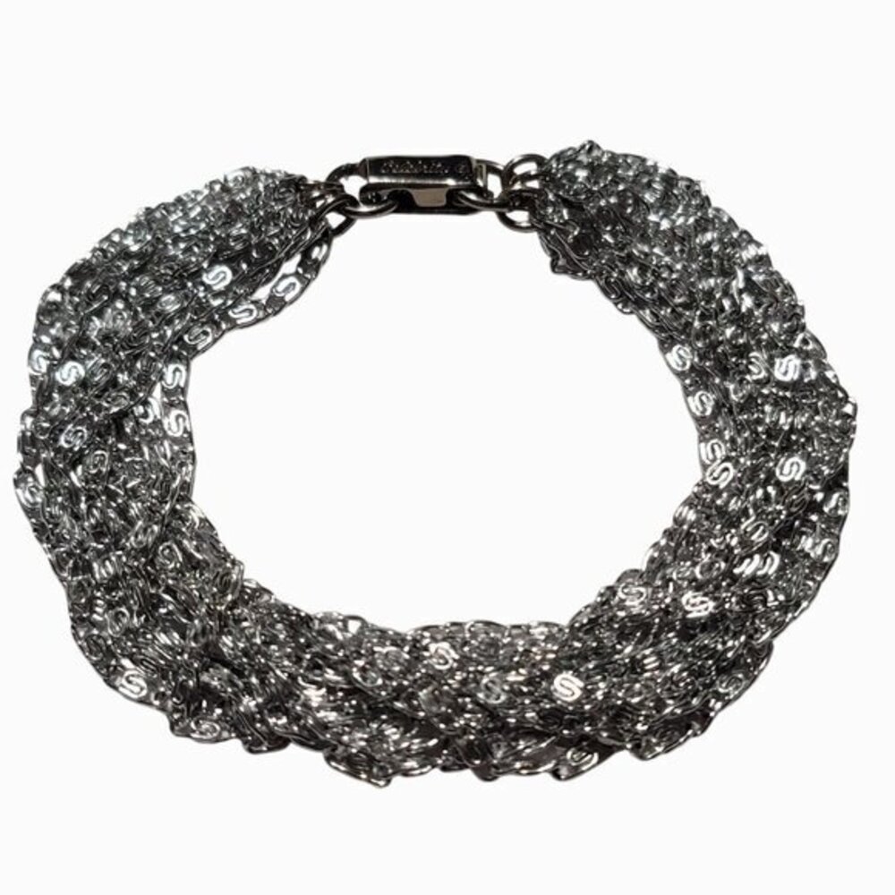 Vintage Celebrity Silver Tone Multi Chain Bracelet